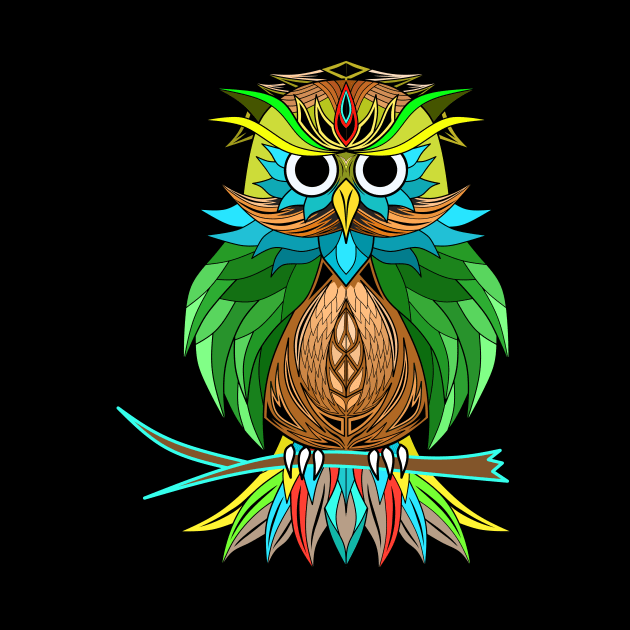 Owl Mandala Color Full by Aan Design Art