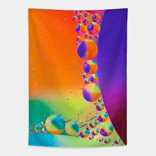 Colorful close up of oil drops in water Tapestry