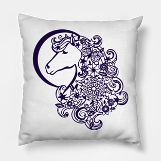 Floral Mandala Unicorn Pillow