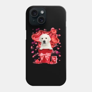 White Labrador In Red Pot Happy Valentine's Day Phone Case