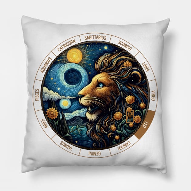 ZODIAC Leo - Astrological LEO - LEO - ZODIAC sign - Van Gogh style - 10 Pillow by ArtProjectShop