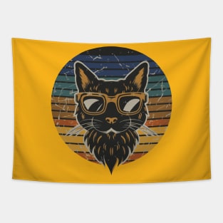 Cute cat wearing glasses Tapestry