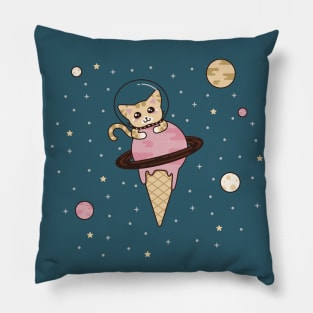 Space Cat with Ice Cream Cone Pillow