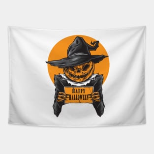 Pumpkin Head Scary Witch Happy Halloween Costume Gift Tapestry