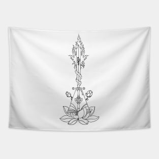 Manjushri, black outline, buddhist art Tapestry