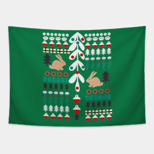 Sweet Christmas bunnies Tapestry