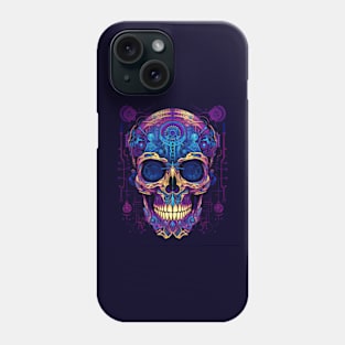 A surrealist vectorlike skull pattern in cyber punk style Phone Case