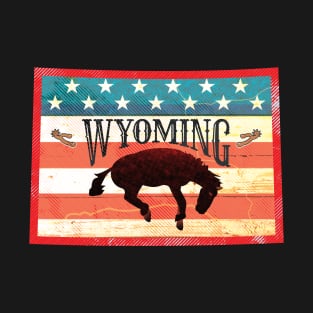 Wyoming Vintage Flag Bucking Bronco T-Shirt