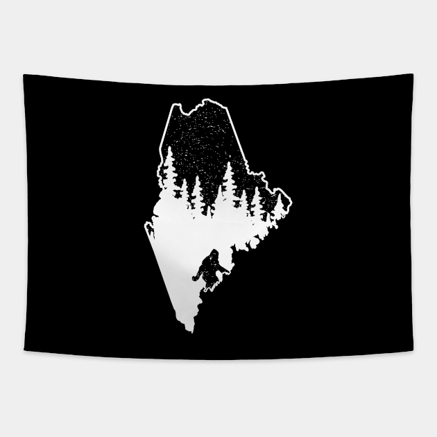 Maine Bigfoot State Gift Tapestry by Tesszero