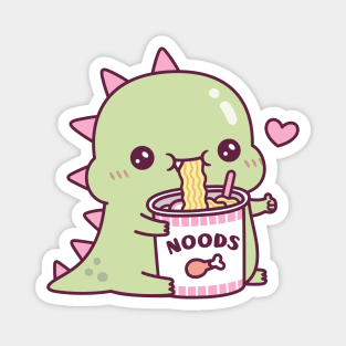 Cute Dino Loves Instant Noodles Magnet