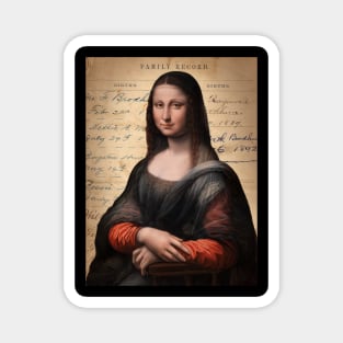 Mona on Antique Journal Page Famous Painting Collage Magnet