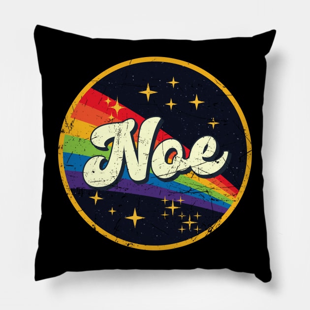 Noe // Rainbow In Space Vintage Grunge-Style Pillow by LMW Art