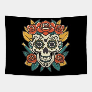 American Traditional Skull tattoo Tapestry