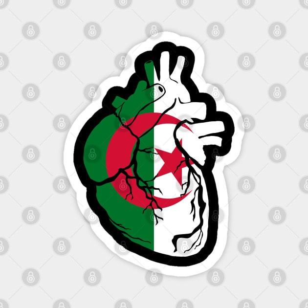 Anatomical heart design, Algeria flag Magnet by Bun Art Store