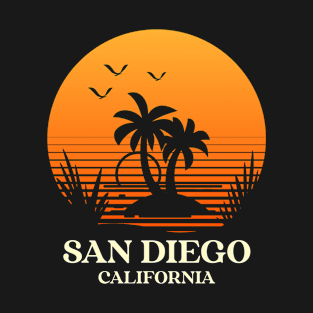 San Diego California Retro 80s Sunset T-Shirt