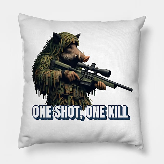 Sniper Wild Boar Pillow by Rawlifegraphic