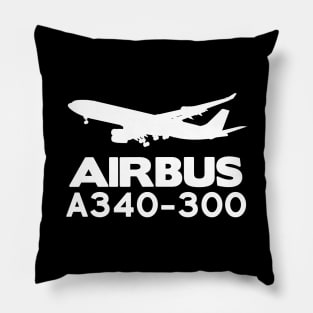 Airbus A340-300 Silhouette Print (White) Pillow