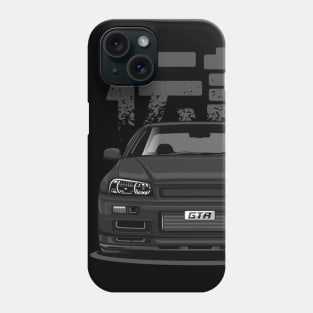 Skyline GTR R34 - Brilliant Black (Front View Design) Phone Case