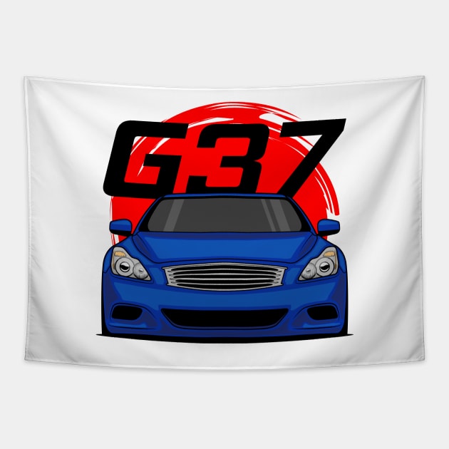 Front Blue G37 JDM Tapestry by GoldenTuners