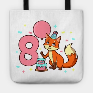 I am 8 with fox - girl birthday 8 years old Tote