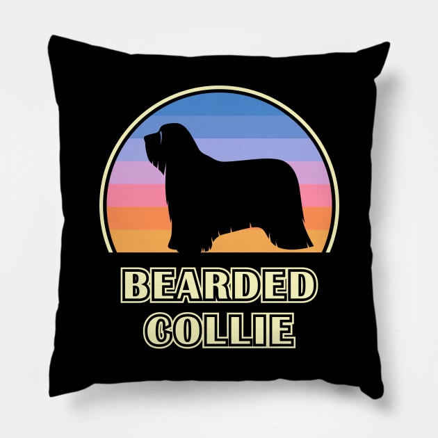 Bearded Collie Vintage Sunset Dog Pillow by millersye