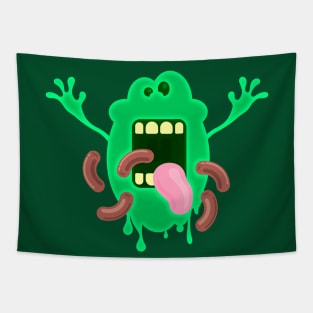 Slimer Hot Dog Frenzy Tapestry