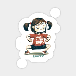 Girl doing yoga with determination Magnet
