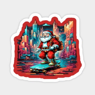 cool Santa Claus on skateboard Magnet