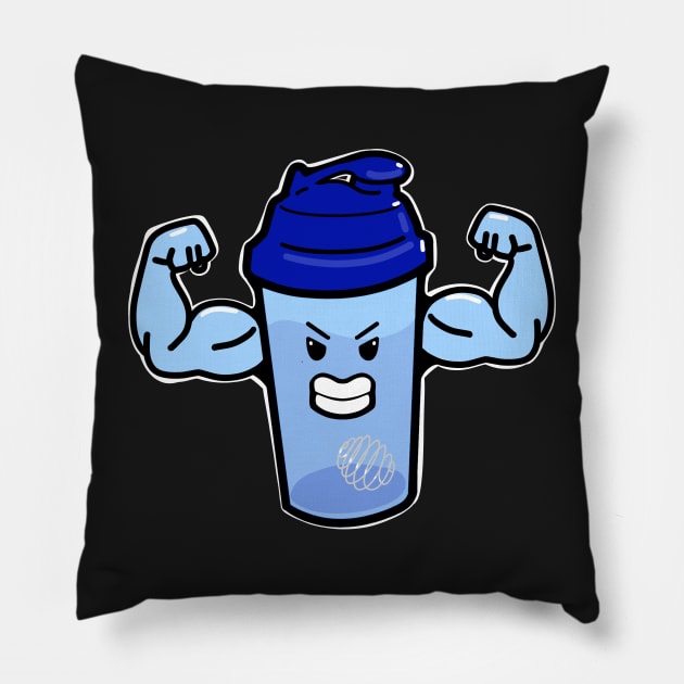 Protein Shaker gym bro Pillow by SusanaDesigns