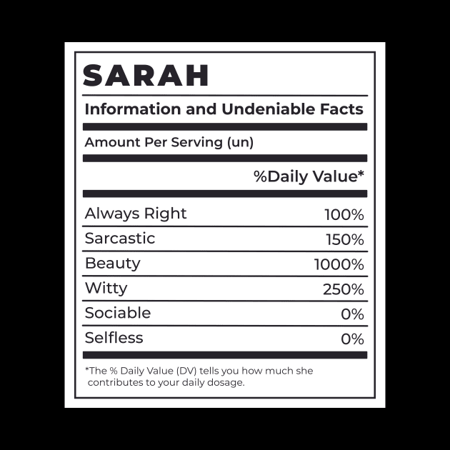 Funny Food Label Female Ingredients SARAH by SLAG_Creative