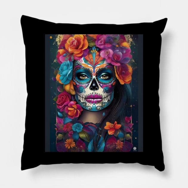 Dazzling Woman: Sugar Skull Makeup Art Pillow by ImaginativeInkPOD