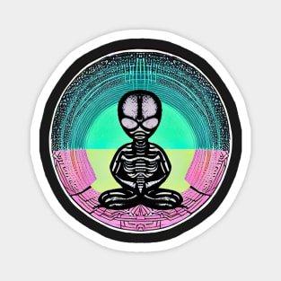 Psychic Alien Skeleton Meditating Universal Magnet