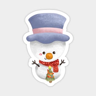 Snowman Build a Tiny Christmas Tree Magnet