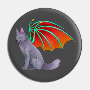 Familiar, Winged Wolf Pin