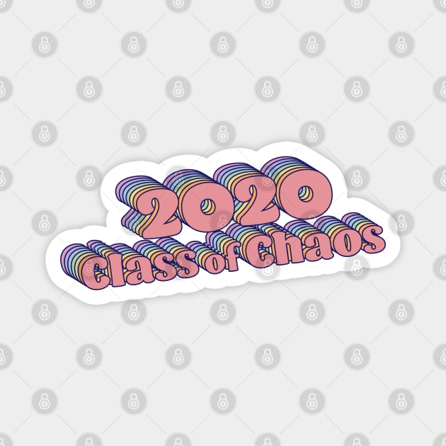 2020 Class of Chaos - Rainbow Retro Girl Magnet by Jitterfly