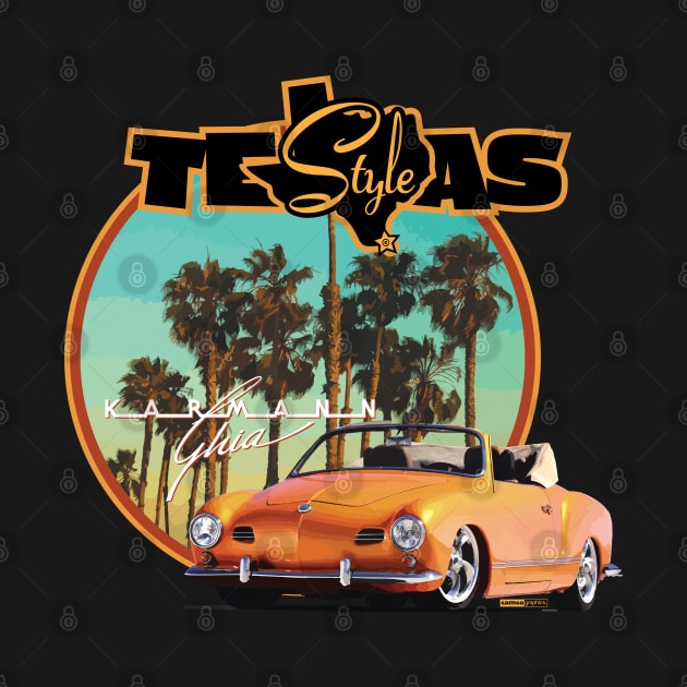 Texas-Style Karmann Ghia beach scene Orange by CamcoGraphics