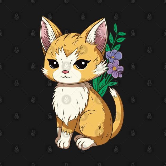 Cute Cat With Flowers by micho2591