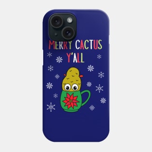 Merry Cactus Y'all - Small Christmas Cactus In Poinsettia Mug Phone Case