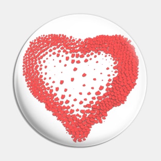 Art-inspired clothing, heart shape, red strokes Pin