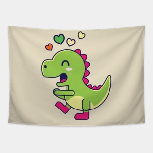 Kawaii Cute Dinosaur Cartoon valentine day Tapestry