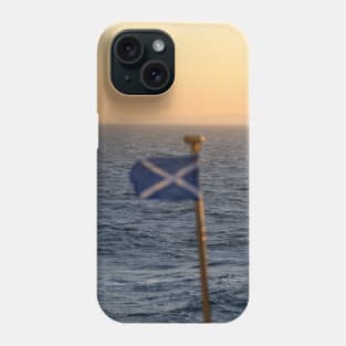 Flying Saltire flag at sea off the Islay coast Phone Case