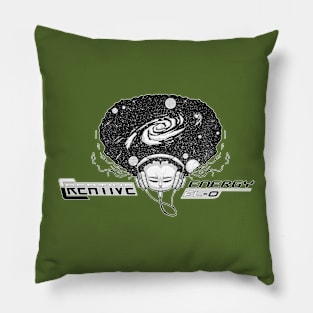 WEIRDO - Crative Energy Flo - Universe - Black and White - Dark Olive Pillow