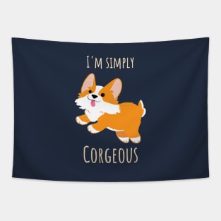 I'm simply Corgeous Cute Corgi Illustration Tapestry