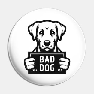 Bad Dog Mug Shot Illustration Pin