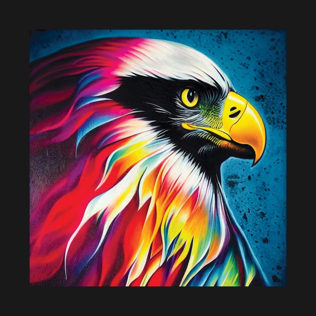 American Eagle in Striking Rainbow Colours by Geminiartstudio