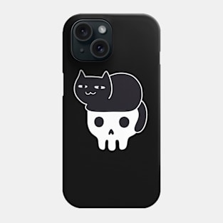 Skull with Black Cat Hair Phone Case