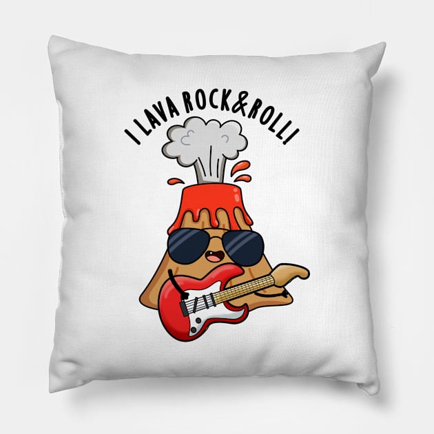 I Lava Rock And Roll Cute Volcano Pun Pillow by punnybone