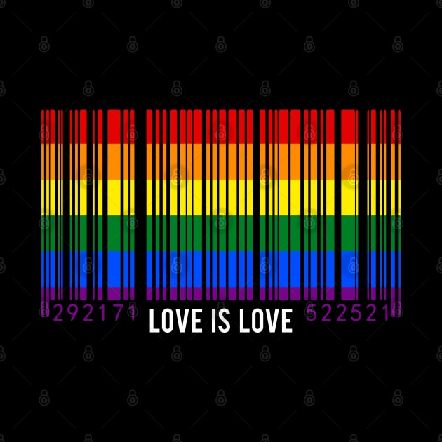 Love is Love Barcode LGBT Rainbow Flag by Scar