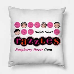 Razzles Raspberry Flavor Gum - First a Candy, then a Gum !!! Distressed - Vintage Style Pillow