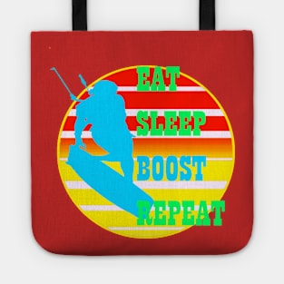 Eat Sleep Boost Repeat Female Kitesufer Retro Sunset Tote